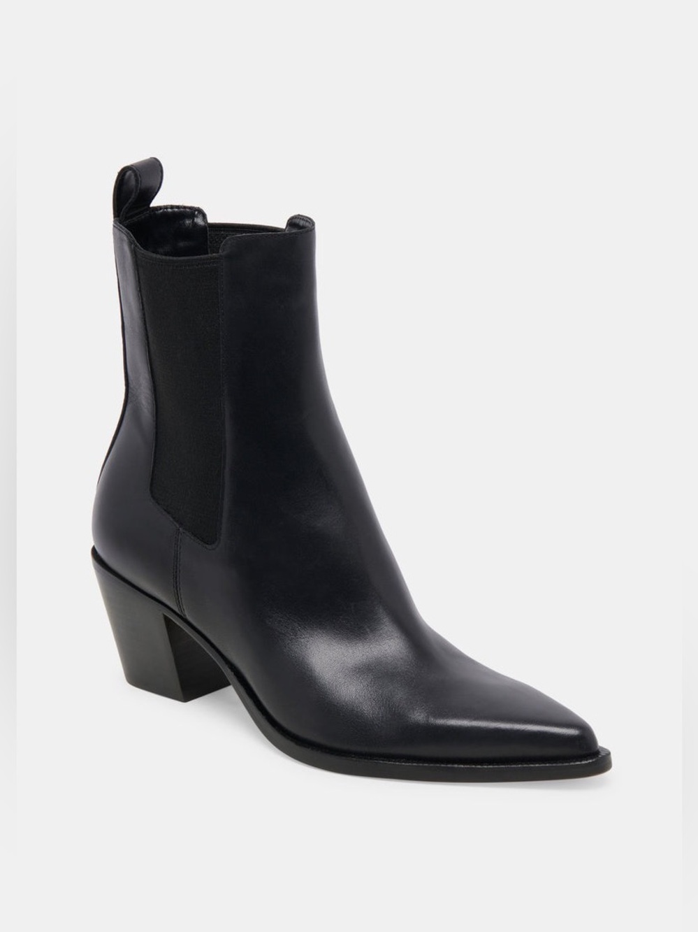 Dolce Vita Shadie H2O Black Leather Ankle Boots Western Sleek Minimalist Size 8